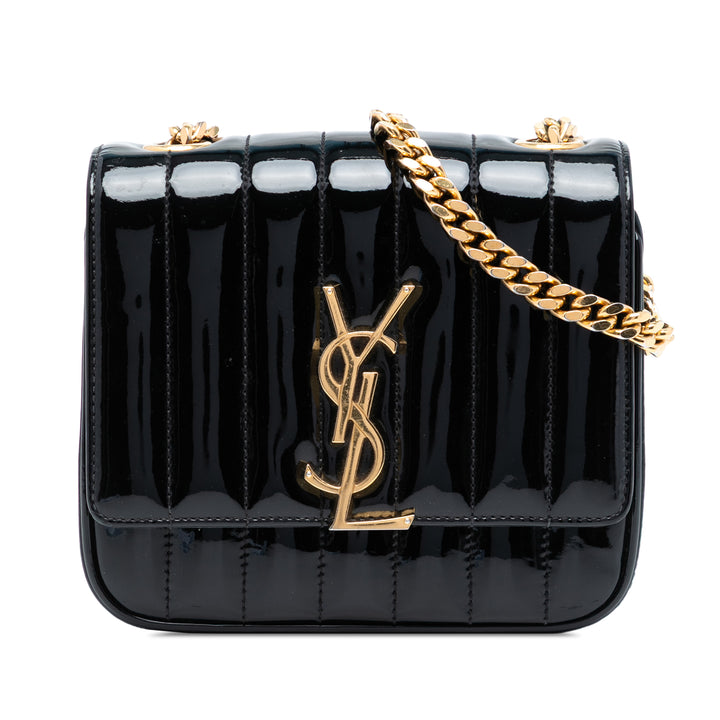 Saint Laurent Small Cuir verni Monogram Vicky Chain Bag