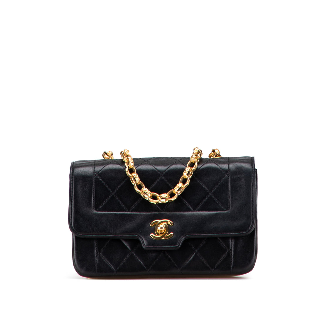 Mini Quilted Lambskin Single Flap Black - Gaby Paris