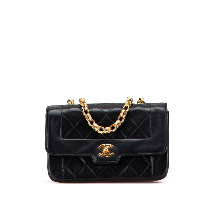 Mini Quilted Lambskin Single Flap Black - Gaby Paris
