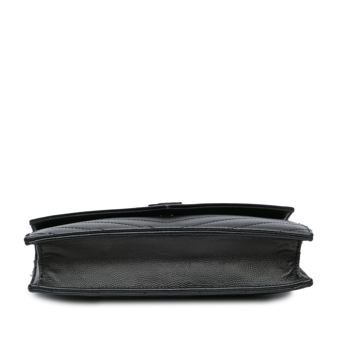 Grain De Poudre Chevron Monogram Monochrome Envelope Chain Wallet Black - Gaby Paris