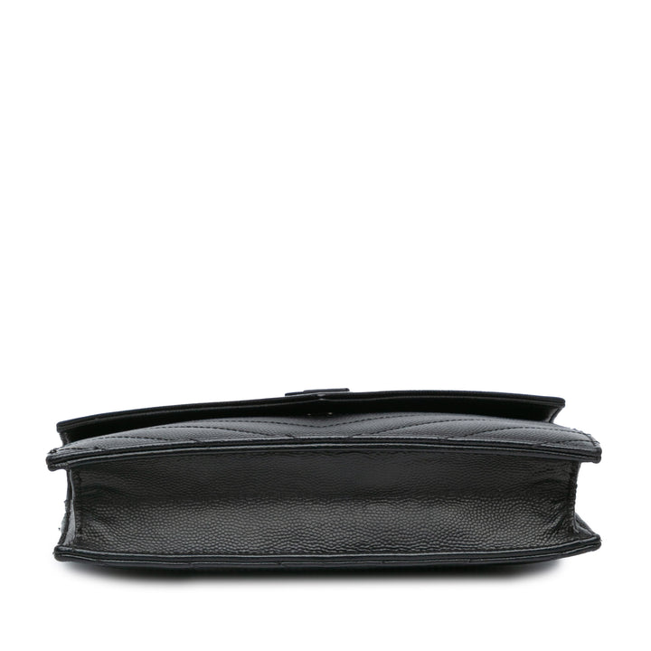 Grain De Poudre Chevron Monogram Monochrome Envelope Chain Wallet Black - Gaby Paris