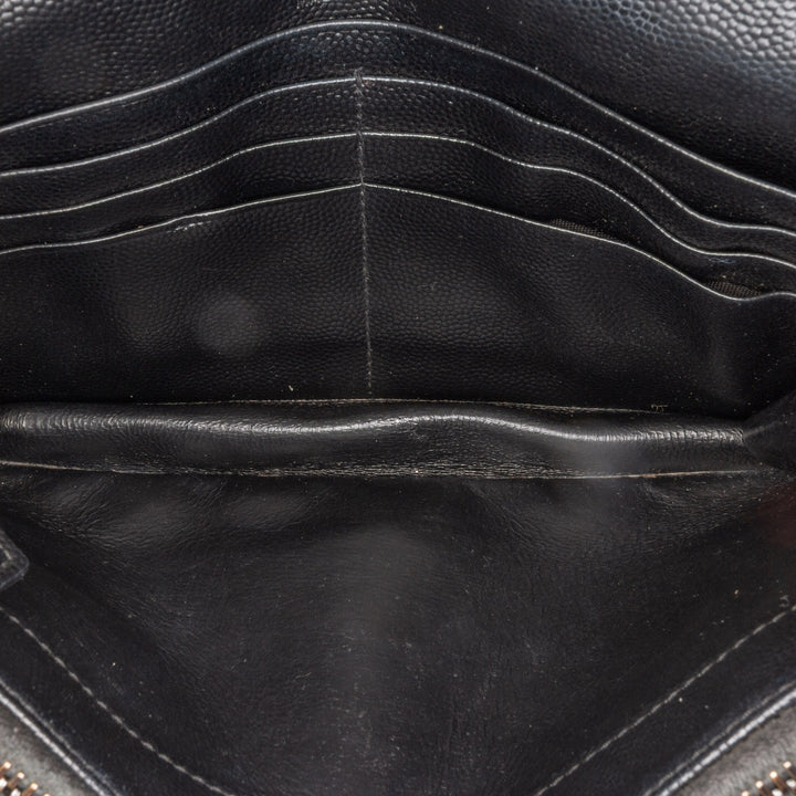 Grain De Poudre Chevron Monogram Monochrome Envelope Chain Wallet Black - Gaby Paris