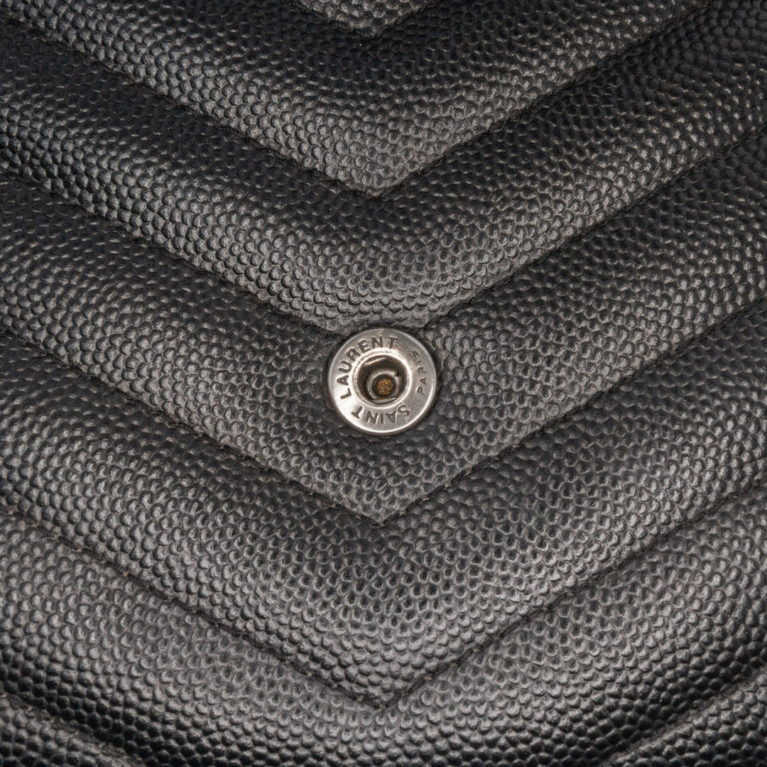 Grain De Poudre Chevron Monogram Monochrome Envelope Chain Wallet Black - Gaby Paris