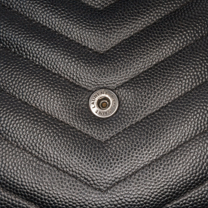 Grain De Poudre Chevron Monogram Monochrome Envelope Chain Wallet Black - Gaby Paris