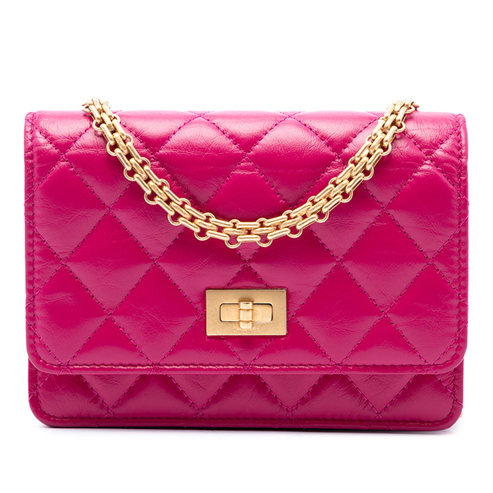 Chanel Sac bandoulière Matelassé vieilli Reissue 2.55 Wallet on Chain Mini Cuir de veau Rose – vue principale – GABY PARIS