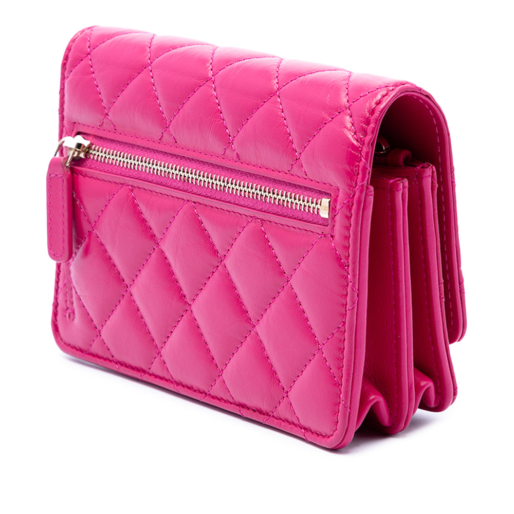 Chanel Sac bandoulière Matelassé vieilli Reissue 2.55 Wallet on Chain Mini Cuir de veau Rose – vue 2 – GABY PARIS