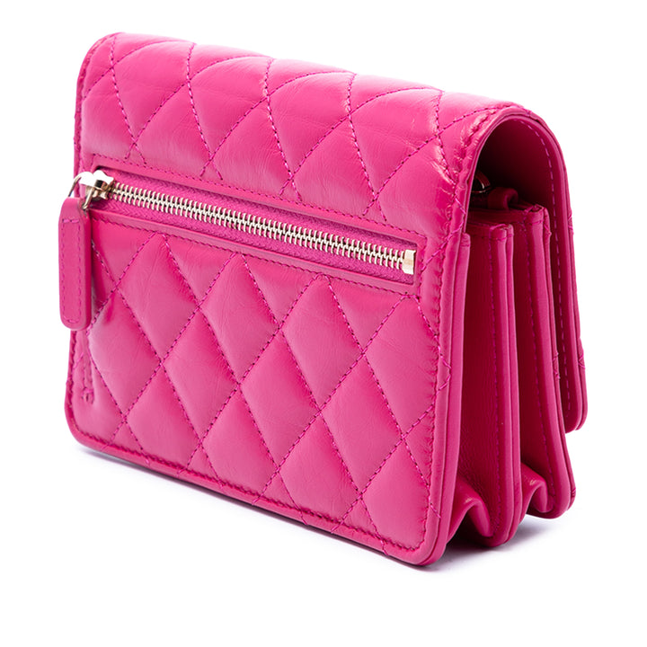 Chanel Sac bandoulière Matelassé vieilli Reissue 2.55 Wallet on Chain Mini Cuir de veau Rose – vue 2 – GABY PARIS