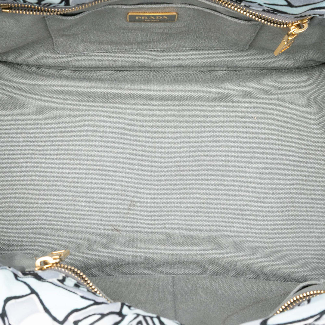 Prada Medium Printed Toile Canapa Sac