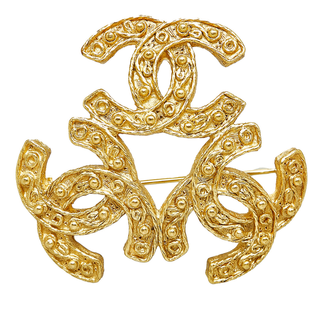 Chanel Triple CC Brooch Gold - GABY PARIS