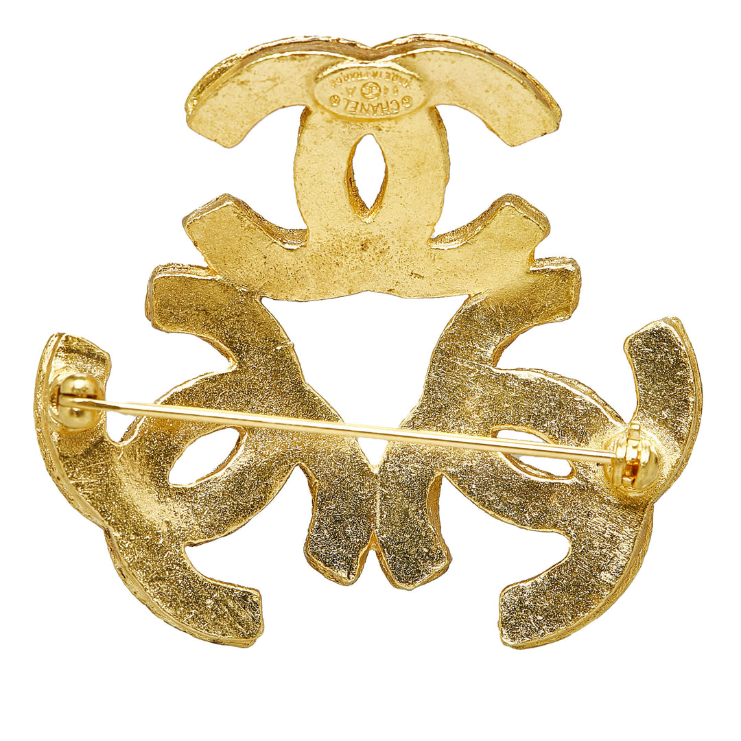 Chanel Triple CC Brooch Gold - GABY PARIS