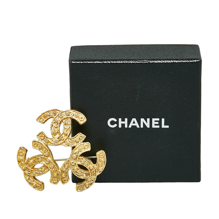 Chanel Triple CC Brooch Gold - GABY PARIS