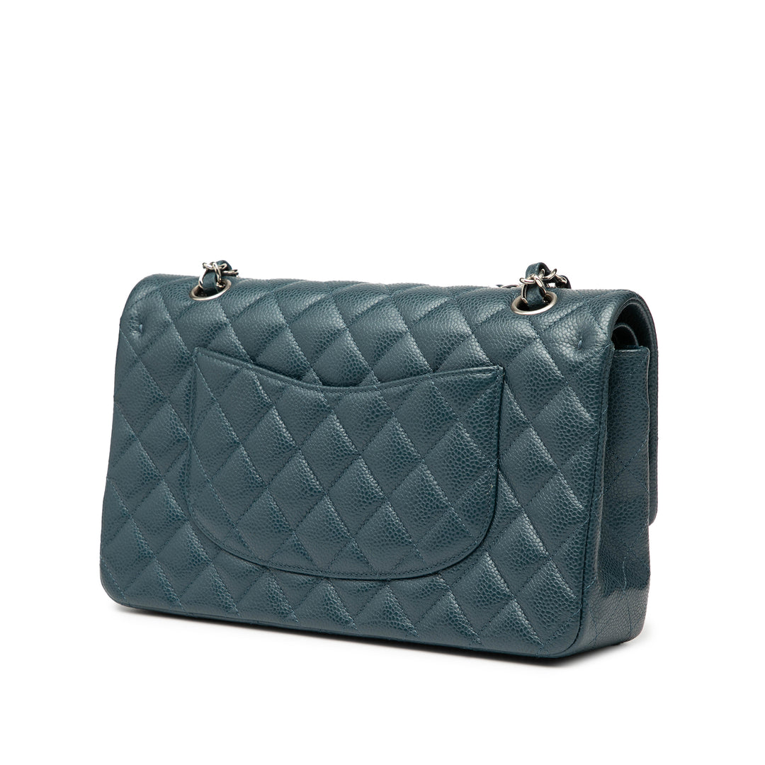Chanel Medium Classic Caviar Double rabat Bleu