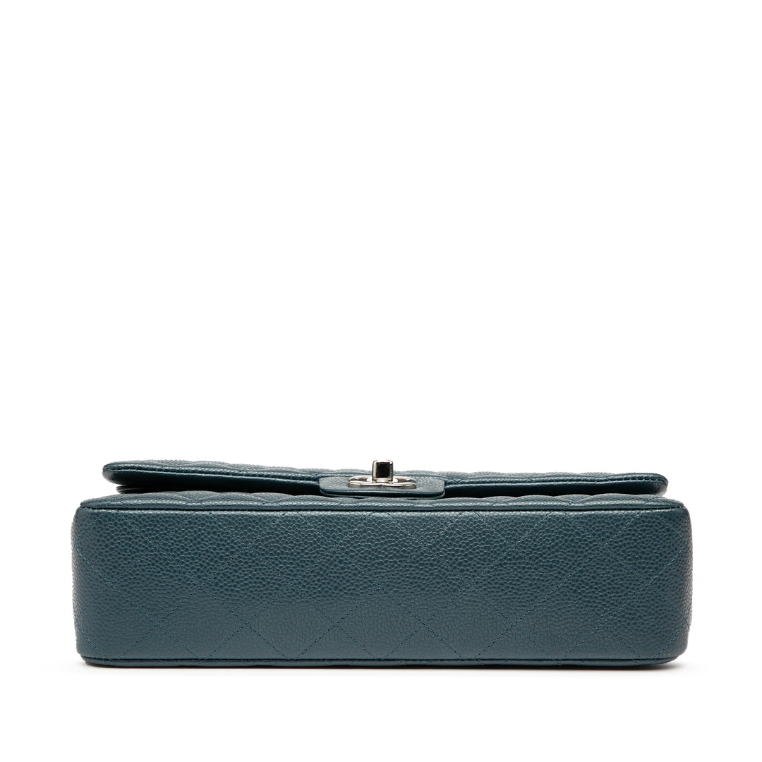 Chanel Medium Classic Caviar Double rabat Bleu