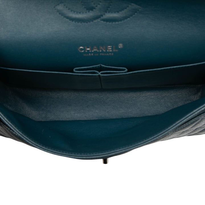 Chanel Medium Classic Caviar Double rabat Bleu