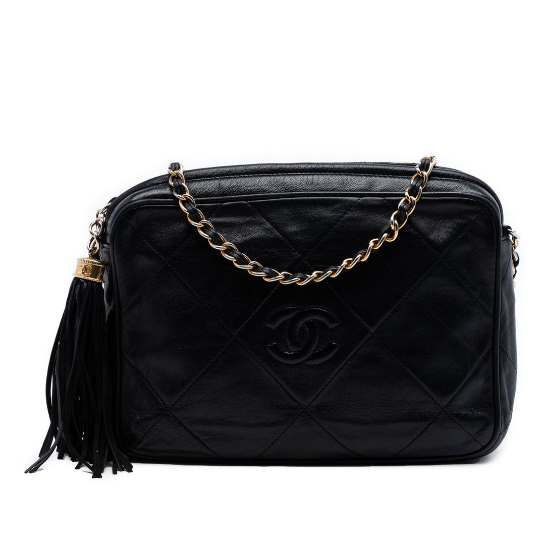 Chanel CC Matelassé Cuir d’agneau Pompon Sac caméra
