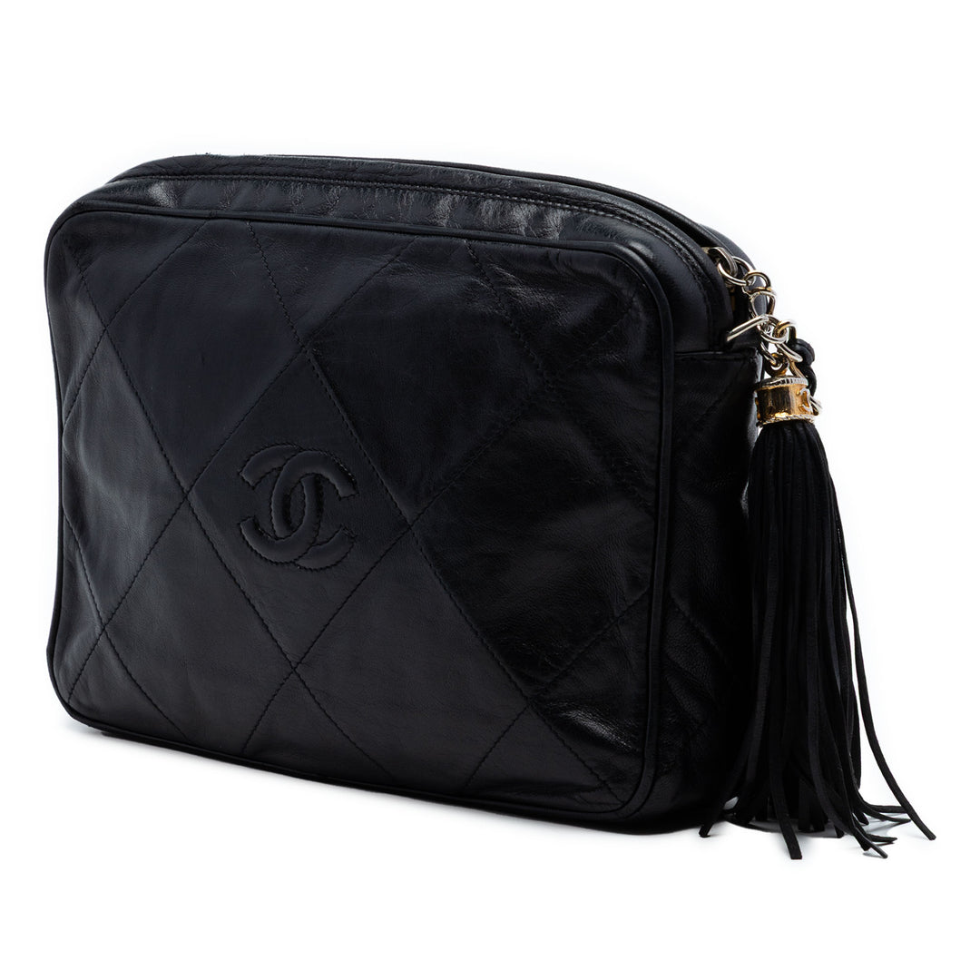 Chanel CC Matelassé Cuir d’agneau Pompon Sac caméra