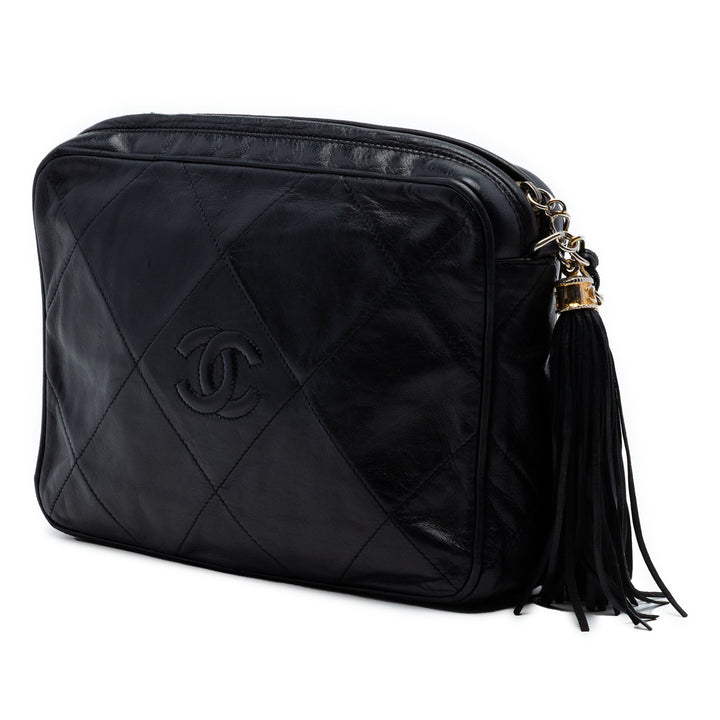 Chanel CC Matelassé Cuir d’agneau Pompon Sac caméra