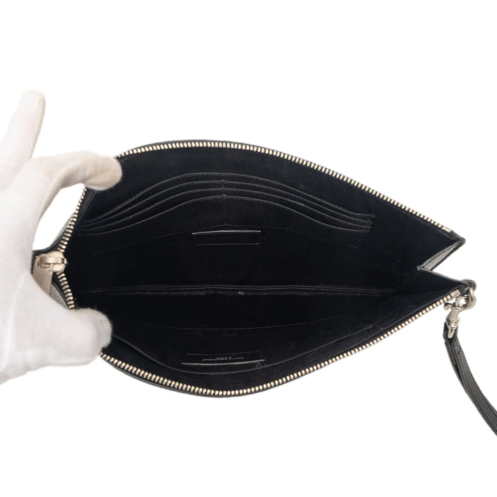 Saint Laurent Cuir de veau grainé Monogram Pochette