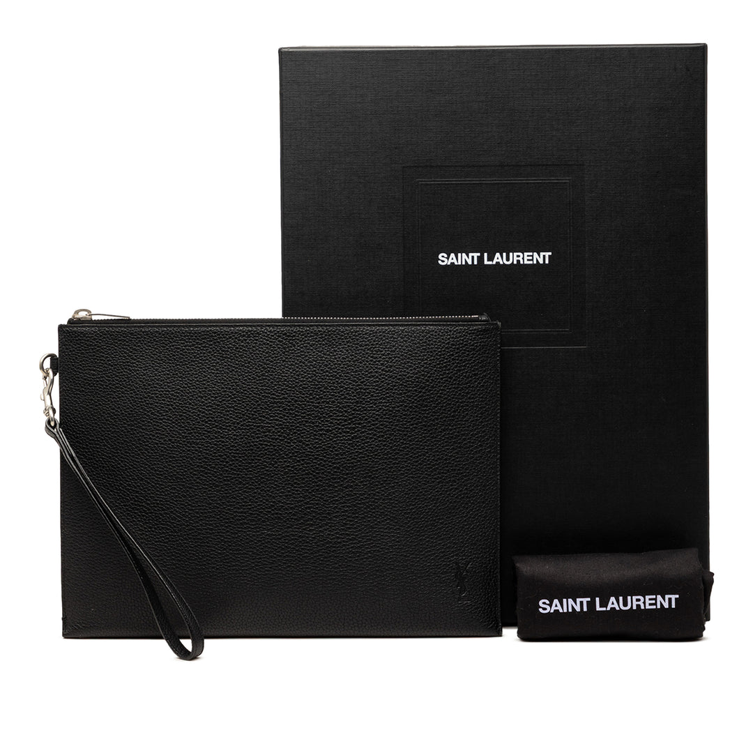 Saint Laurent Cuir de veau grainé Monogram Pochette