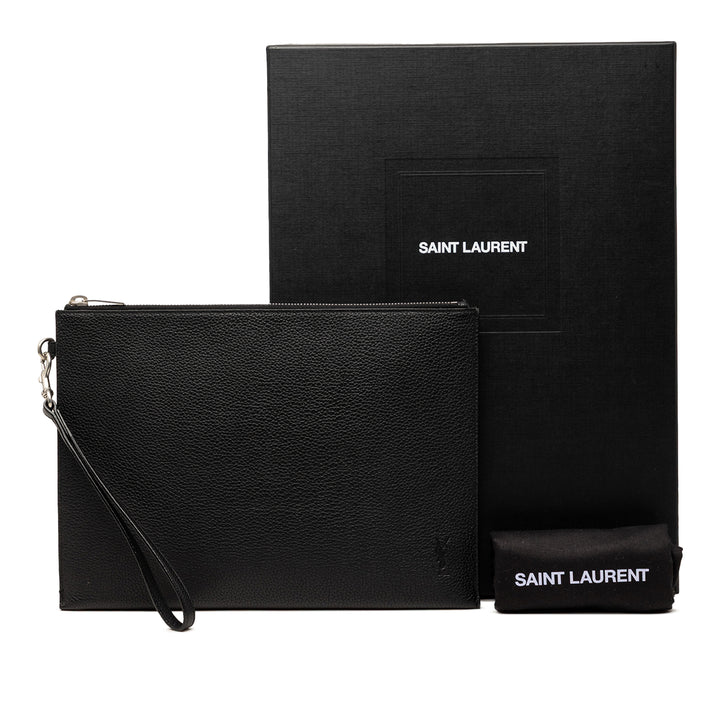 Saint Laurent Cuir de veau grainé Monogram Pochette