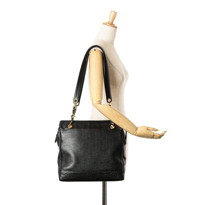 Triple CC Caviar Tote Black - Gaby Paris