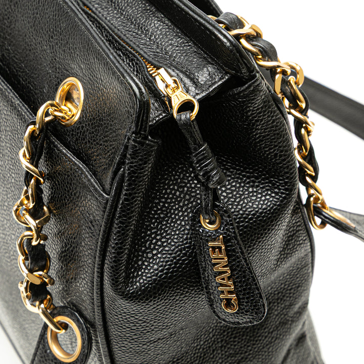 Triple CC Caviar Tote Black - Gaby Paris