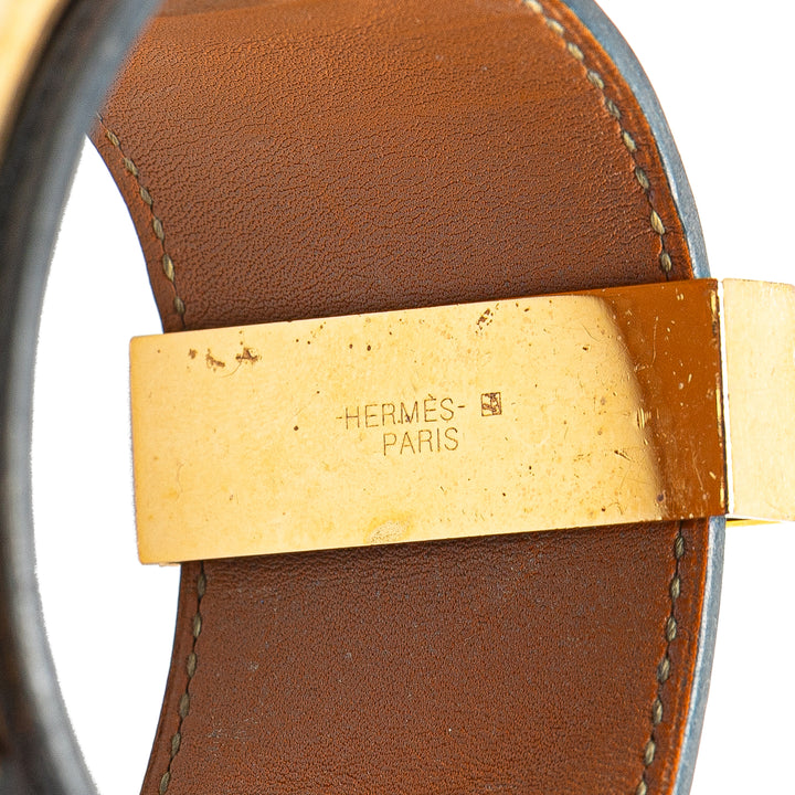 Box Calf and Gold Plated Collier de Chien Bracelet S Black - Gaby Paris