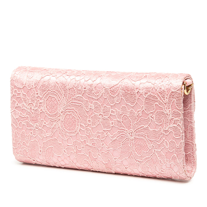 Dolce & Gabbana Pochette Lace Padlock avec chaîne Rose – vue 2 – GABY PARIS