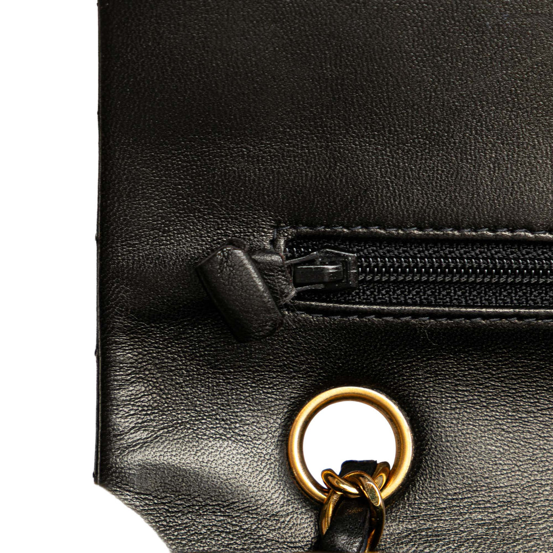 Medium Classic Lambskin Double Flap Black - Gaby Paris