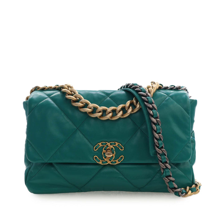 Chanel 19 à rabat Grand Cuir d'agneau