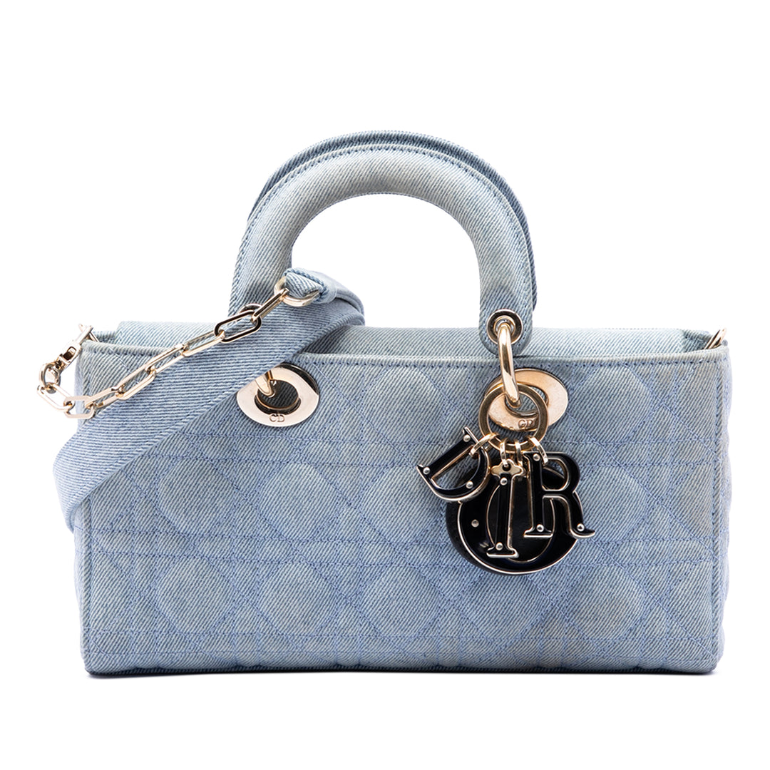 Dior Sac à main Cannage Lady D Joy Jean Moyen Bleu – vue principale – GABY PARIS