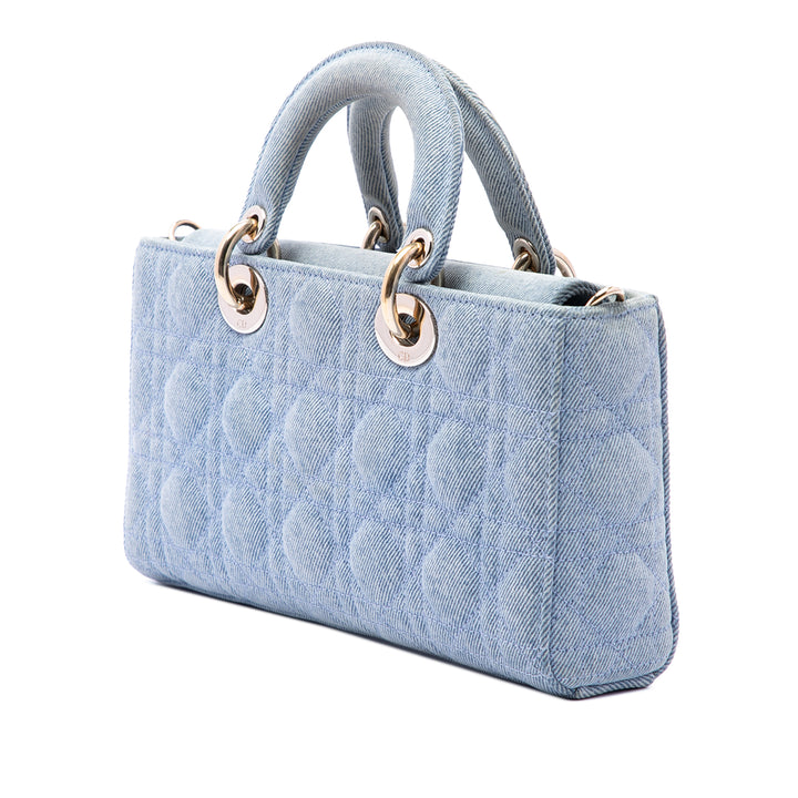 Dior Sac à main Cannage Lady D Joy Jean Moyen Bleu – vue 3 – GABY PARIS