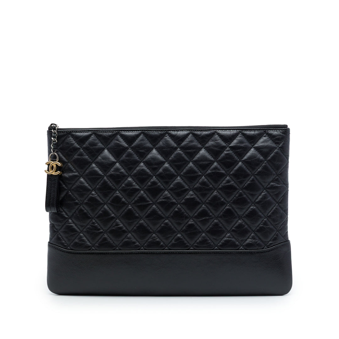 vieilli Gabrielle O Étui Pochette Grand Cuir de veau Noir