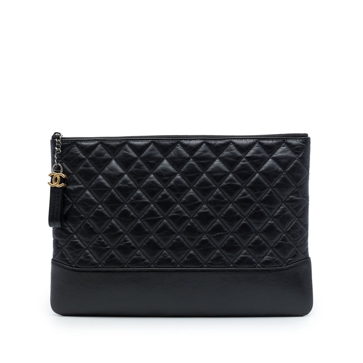 vieilli Gabrielle O Étui Pochette Grand Cuir de veau Noir
