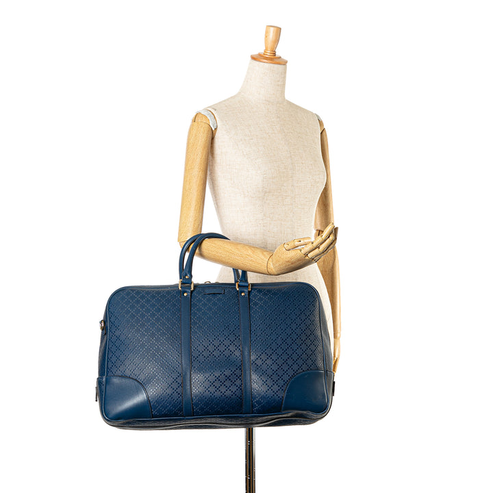 Bright Diamante Leather Travel Bag Blue - Gaby Paris