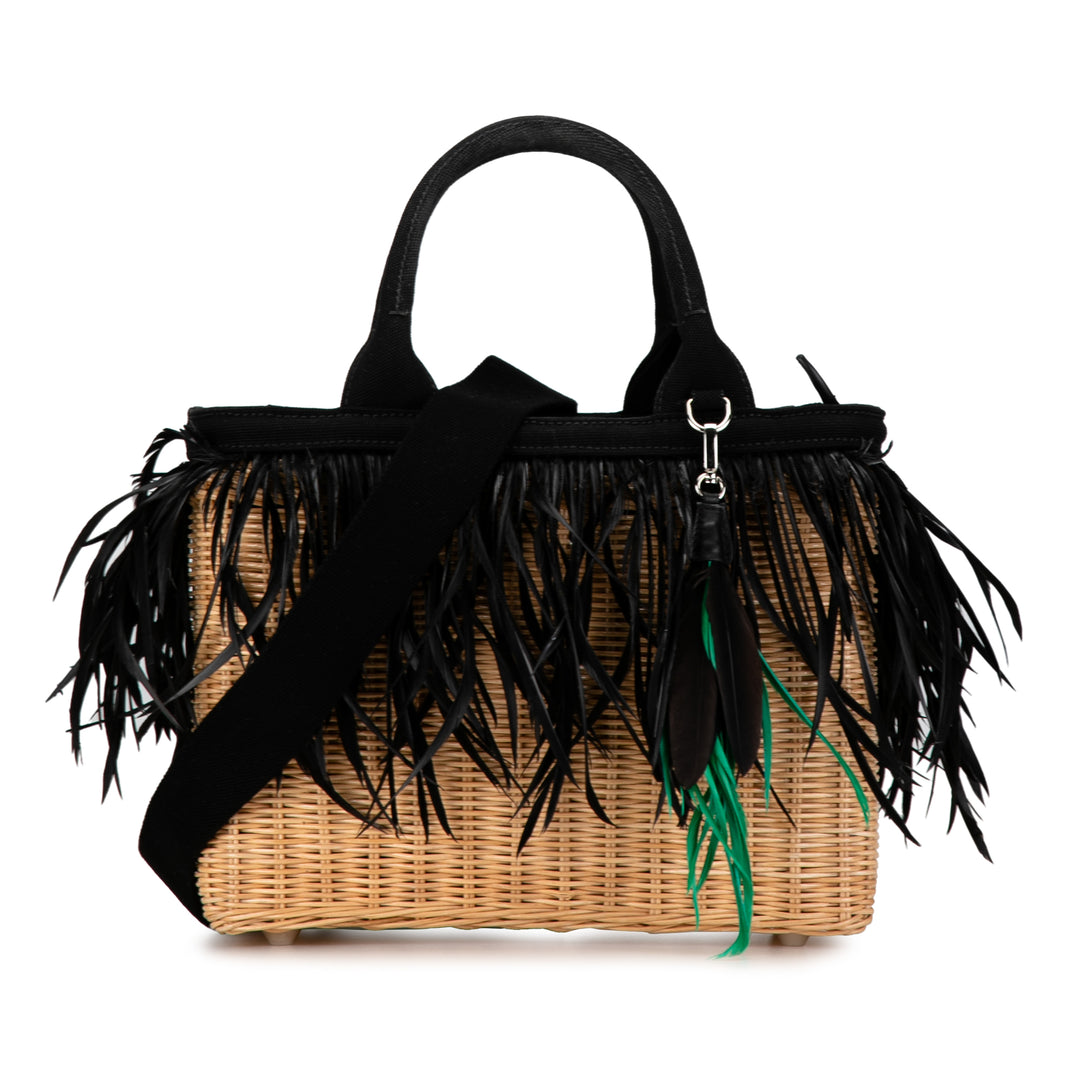 Canapa Trimmed Feather Midollino Satchel Brown - Gaby Paris