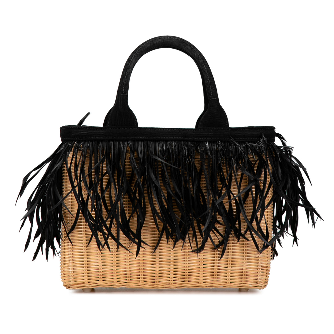 Canapa Trimmed Feather Midollino Satchel Brown - Gaby Paris