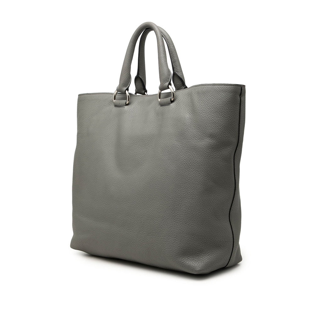 Prada Cabas Vitello Daino Open Gris – vue 2 – GABY PARIS