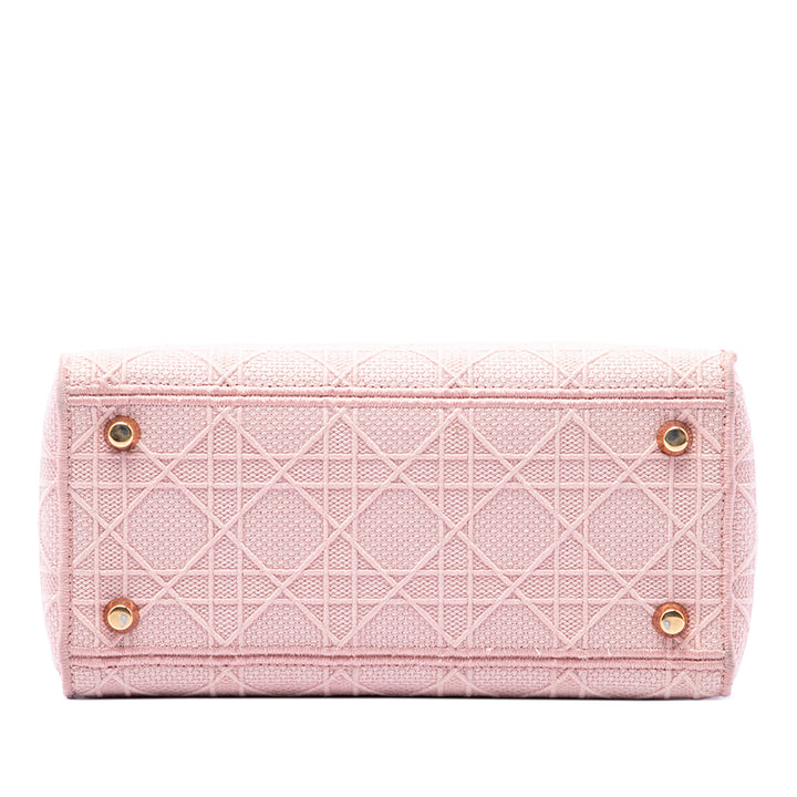 Dior Sac à main Lady D-Lite Cannage brodé Moyen Rose – vue 3 – GABY PARIS