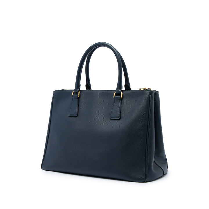 Prada Lux Galleria Double Zippé Sac Moyen Saffiano Bleu – vue 2 – GABY PARIS