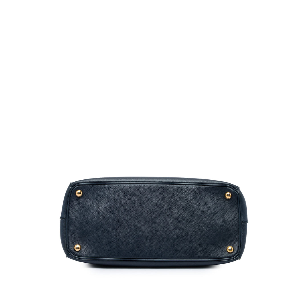 Prada Lux Galleria Double Zippé Sac Moyen Saffiano Bleu – vue 3 – GABY PARIS