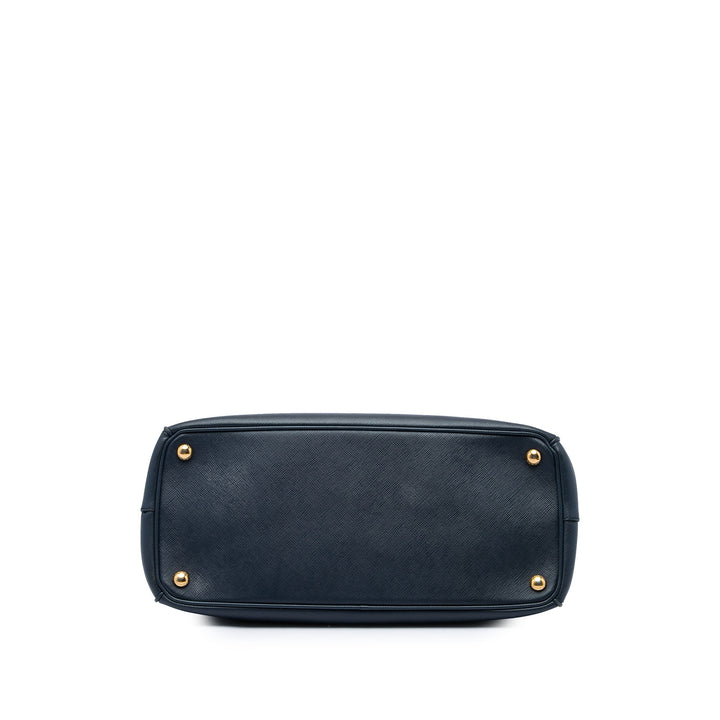 Prada Lux Galleria Double Zippé Sac Moyen Saffiano Bleu – vue 3 – GABY PARIS