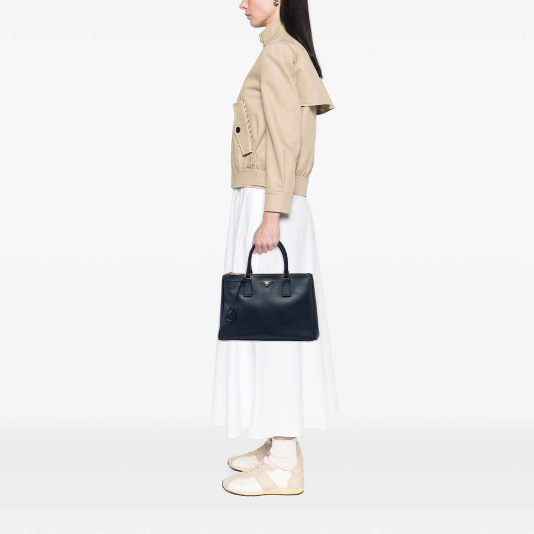 Prada Lux Galleria Double Zippé Sac Moyen Saffiano Bleu – vue 5 – GABY PARIS