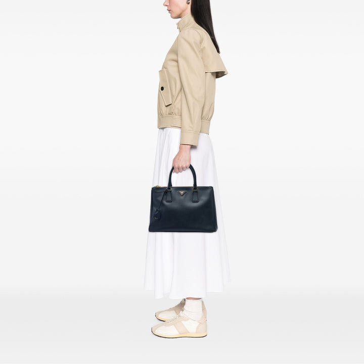 Prada Lux Galleria Double Zippé Sac Moyen Saffiano Bleu – vue 5 – GABY PARIS