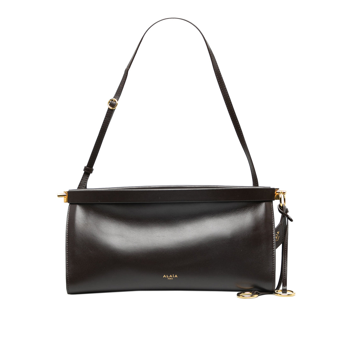 ALAÏA Sac porté épaule Le Click East West Moyen Cuir de veau Marron – vue principale – GABY PARIS