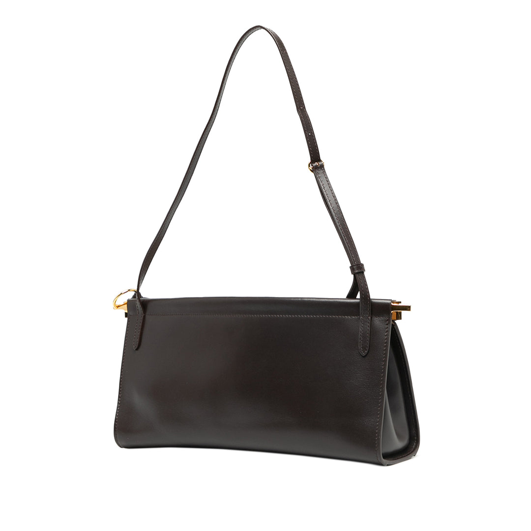 ALAÏA Sac porté épaule Le Click East West Moyen Cuir de veau Marron – vue 2 – GABY PARIS