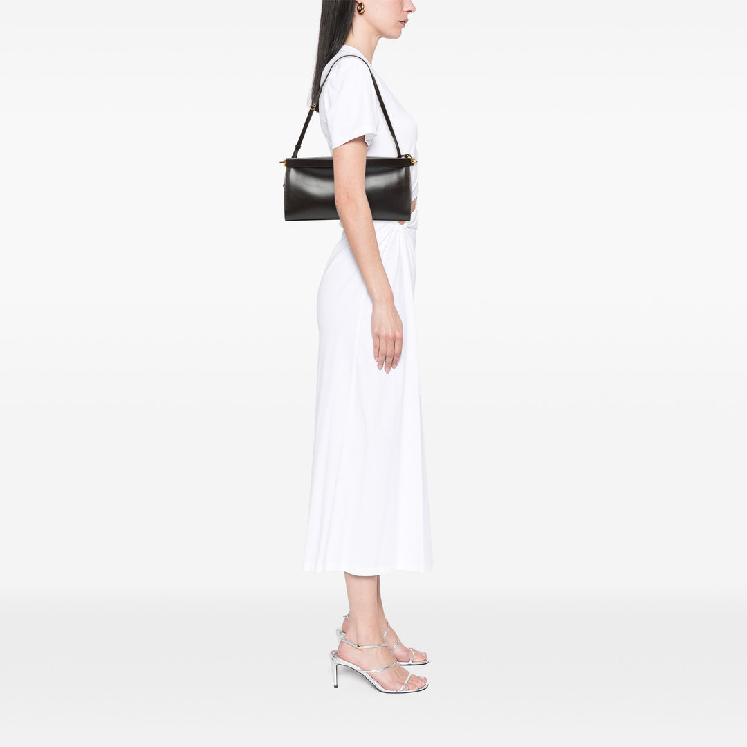 ALAÏA Sac porté épaule Le Click East West Moyen Cuir de veau Marron – vue 5 – GABY PARIS