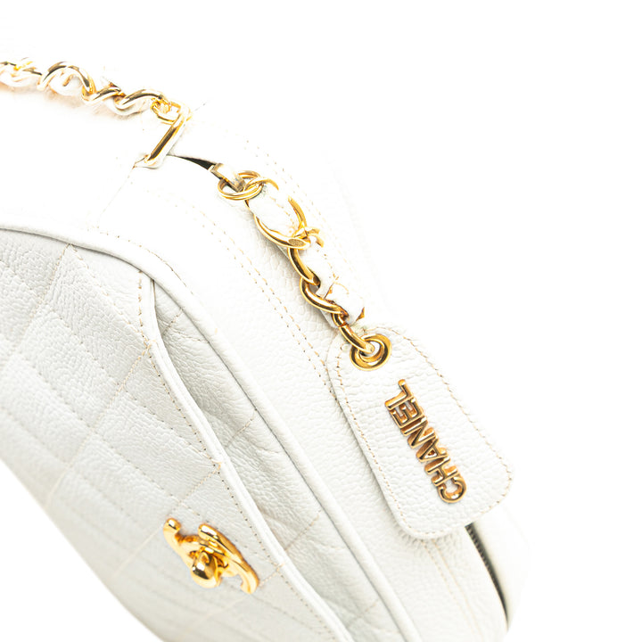 Quilted Caviar CC Camera Bag White - Gaby Paris