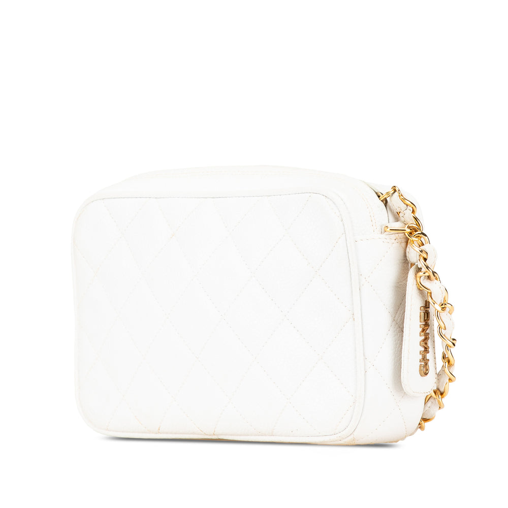 Quilted Caviar CC Camera Bag White - Gaby Paris