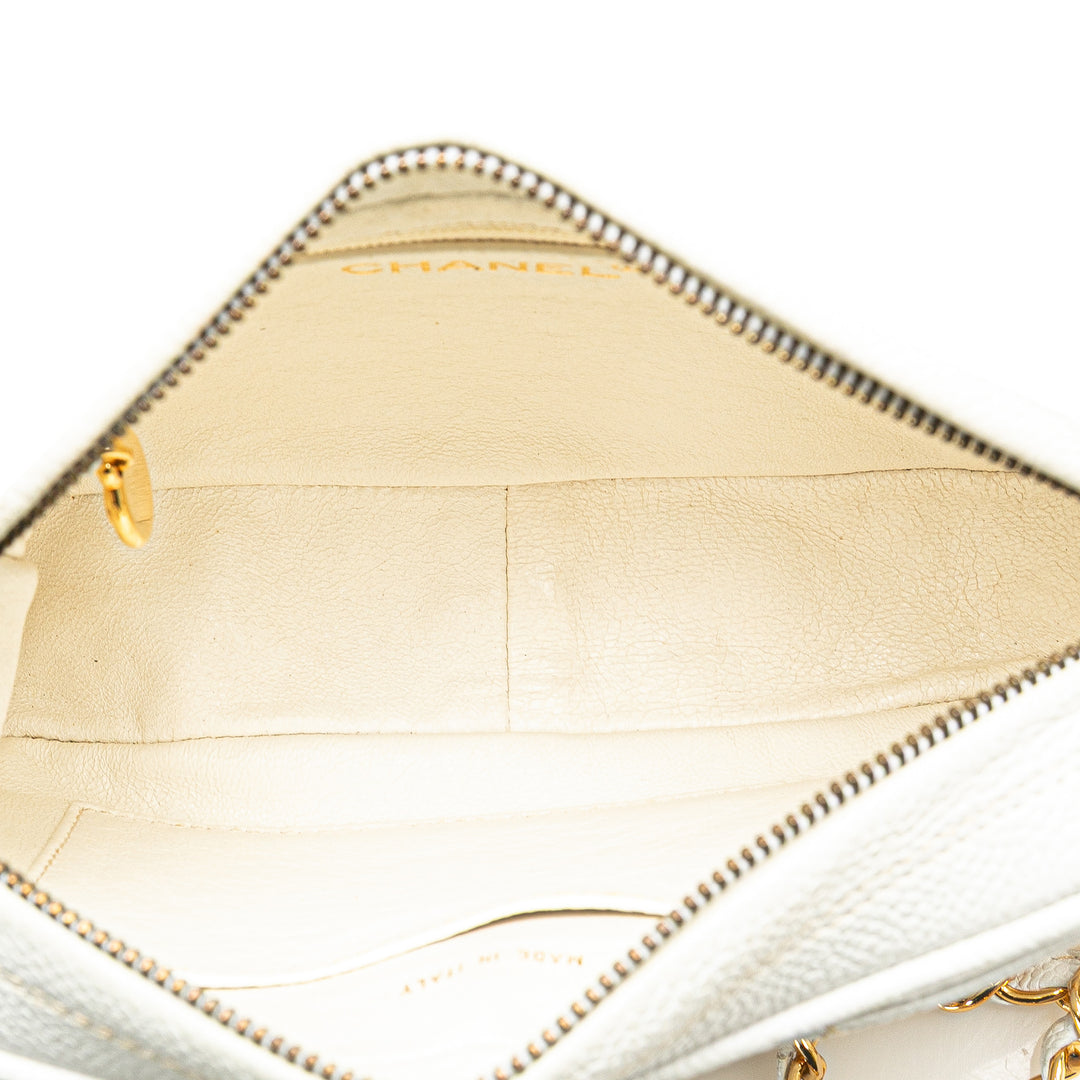 Quilted Caviar CC Camera Bag White - Gaby Paris